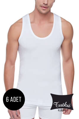 Pazarium - Tutku Ribanalı 6'lı Erkek Atlet Beyaz