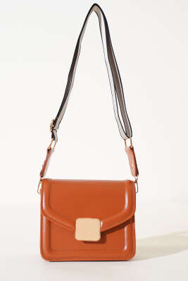 Kare Gold Detaylı Kol Çantası Taba - Thumbnail