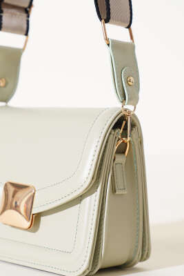 Kare Gold Detaylı Kol Çantası Çağla Yeşili - Thumbnail