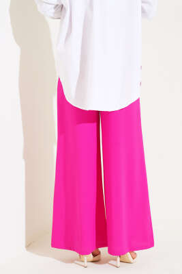 Fermuarlı Geniş Paça Pantolon Fuşya - Thumbnail