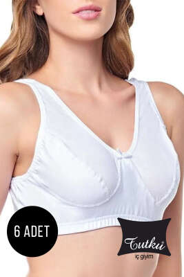 Pazarium - Tutku 6'lı Bayan Bady Sütyen Beyaz