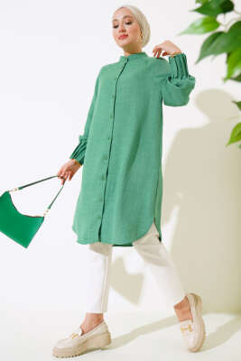 Bileği Nervürlü Uzun Gömlek Benetton - Thumbnail