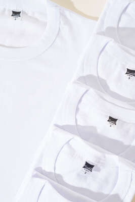 Tutku 6'lı Erkek Çocuk Sıfır Yaka Badi Beyaz - Thumbnail