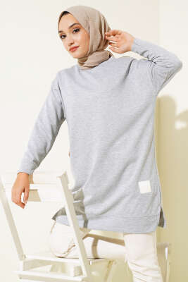 Pazarium - Salaş Armalı Tunik Gri