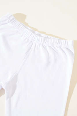 Tutku Kız Çocuk Elestan Tayt Beyaz - Thumbnail