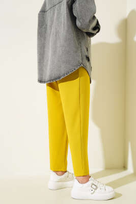 Pens Detaylı Dar Paça Pantolon Yağ Yeşili - Thumbnail