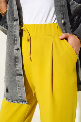 Pens Detaylı Dar Paça Pantolon Yağ Yeşili - Thumbnail