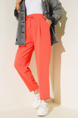 Pens Detaylı Dar Paça Pantolon Somon - Thumbnail