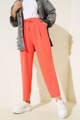 Pens Detaylı Dar Paça Pantolon Somon - Thumbnail