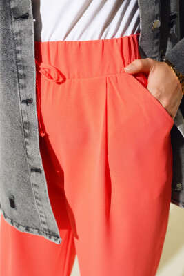 Pens Detaylı Dar Paça Pantolon Somon - Thumbnail