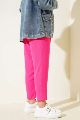 Pens Detaylı Dar Paça Pantolon Fuşya - Thumbnail