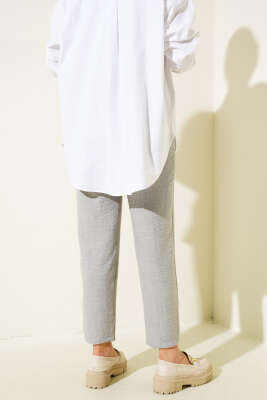 Bel Bağcıklı Havuç Pantolon Gri - Thumbnail