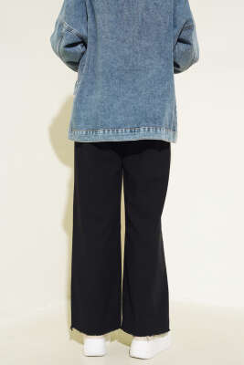 Bel Bağcıklı Paça Püsküllü Pantolon Siyah - Thumbnail