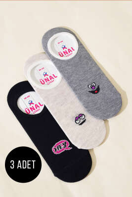 Pazarium - Karışık Desenli Bayan Babet Çorap Asorti 12