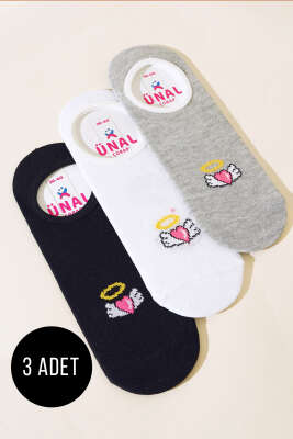 Pazarium - Karışık Desenli Bayan Babet Çorap Asorti 5