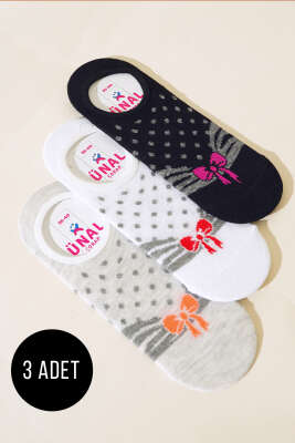 Pazarium - Karışık Desenli Bayan Babet Çorap Asorti 2