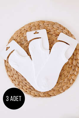 Pazarium - Kadın Sneaker Üçlü Çorap Beyaz