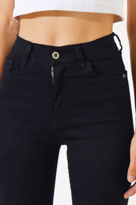 Likralı Skinny Jean Pantolon Siyah - Thumbnail
