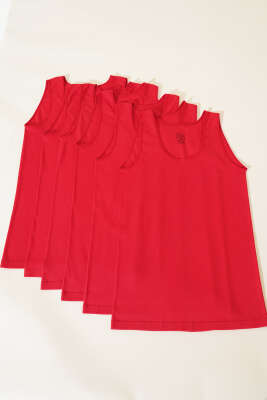 Tutku Bayan 6'lı Ribanalı Geniş Askılı Atlet Kırmızı - Thumbnail