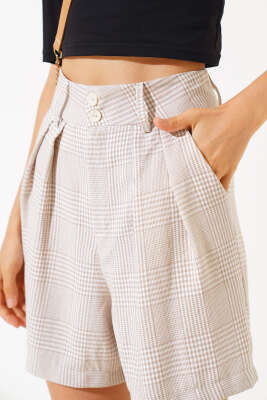 Pötikare Desen Şort Latte - Thumbnail