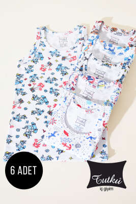 Pazarium - Tutku 6'lı Erkek Çocuk Empire Atlet Kombin