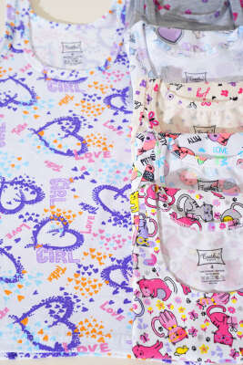 Tutku 6'lı Kız Çocuk Empire Geniş Askılı Atlet Kombin - Thumbnail