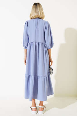 Yarım Kol Kat Midi Elbise Lila - Thumbnail