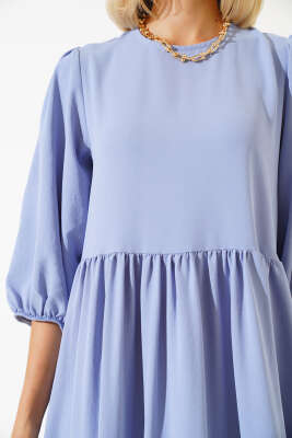 Yarım Kol Kat Midi Elbise Lila - Thumbnail