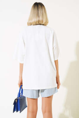 Askı Nakışlı T-shirt Ekru - Thumbnail