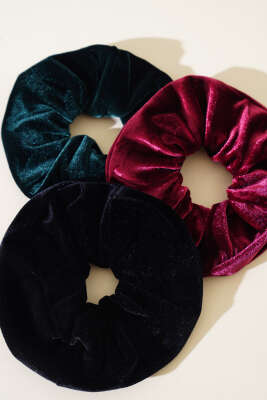 3'lü Kadife Lastik Toka Asorti 1 - Thumbnail