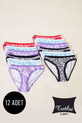 Pazarium - Tutku Bayan 12'li Stays Bikini Kombin