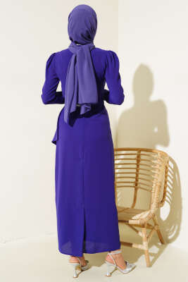 	 Taş Kemerli Elbise Menekşe - Thumbnail