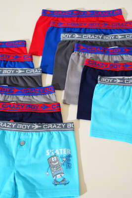 Tutku 12'li Erkek Çocuk Baskılı Elestan Boxer Kombin - Thumbnail