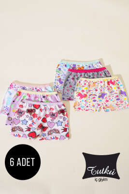 Pazarium - Tutku 6'lı Kız Çocuk Elestan Empirme Şort Kombin