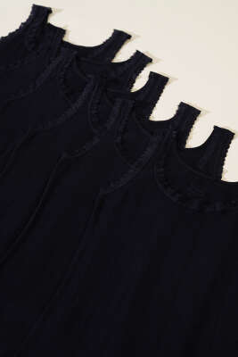 Tutku Jakarlı Geniş Askılı Bayan 6'lı Atlet Siyah - Thumbnail