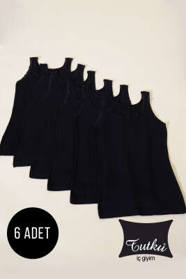 Tutku Jakarlı Geniş Askılı Bayan 6'lı Atlet Siyah - Thumbnail