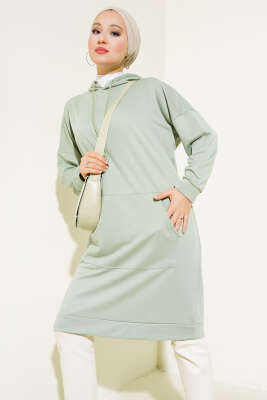 Kanguru Cepli Tunik Çağla Yeşili - Thumbnail