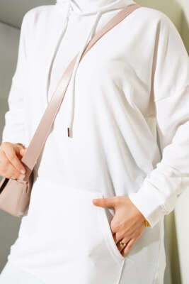 Kanguru Cepli Tunik Beyaz - Thumbnail