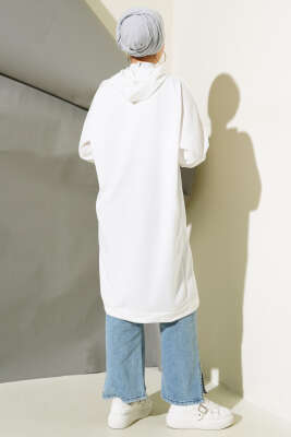 Kanguru Cepli Tunik Beyaz - Thumbnail