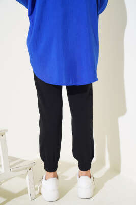 Geniş Lastikli Jogger Pantolon Siyah - Thumbnail