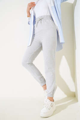 Geniş Lastikli Jogger Pantolon Gri - Thumbnail