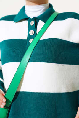 Gömlek Yaka Düğmeli Triko Tunik Nefti - Thumbnail