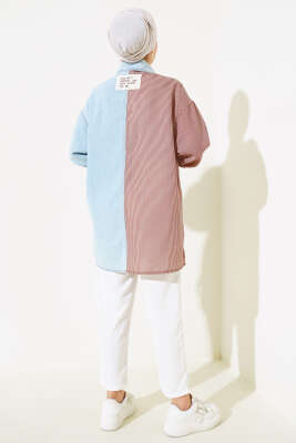 Garnili Salaş Gömlek Buz Mavisi - Thumbnail