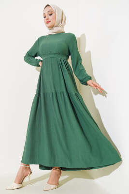Bürümcük Kat Kat Elbise Yeşil - Thumbnail