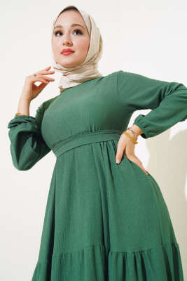 Bürümcük Kat Kat Elbise Yeşil - Thumbnail