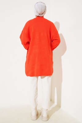 Balon Kol Dik Yaka Triko Tunik Oranj - Thumbnail