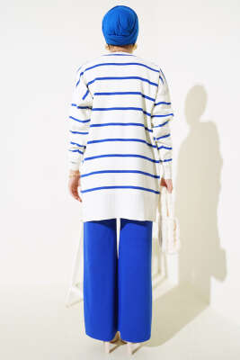 Bebe Yaka Fiyonklu Triko İkili Takım Saks - Thumbnail