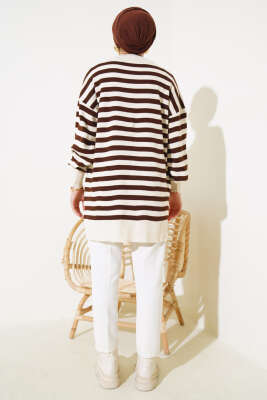 Pike Çizgili Triko Tunik Taş - Thumbnail