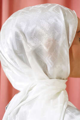 Geometri Desenli Jakar Şal Ekru- 09 - Thumbnail