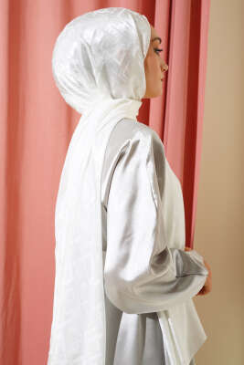 Geometri Desenli Jakar Şal Ekru- 09 - Thumbnail